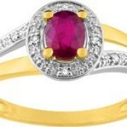 Bague or 750 rubis et diamants