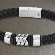 Bracelet Lotus Steel acier et cuir