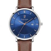 Montre Homme Solaire INTI Cadran Bleu Bracelet Cuir Brun