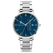 Montre Homme DATA Cadran Bleu Bracelet Acier Argenté