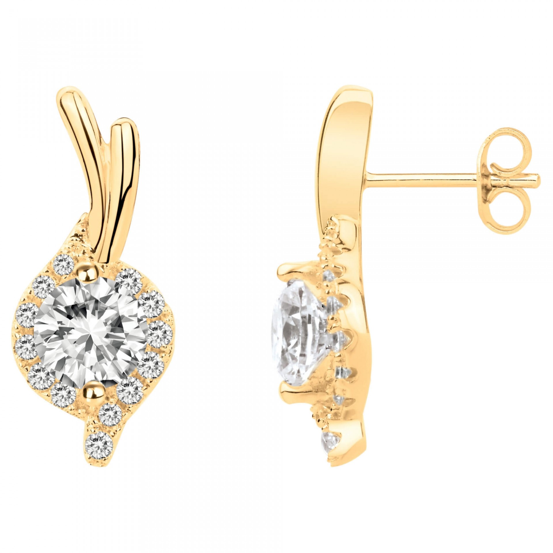 Boucles d'oreilles plaqué or et oxydes de zirconium