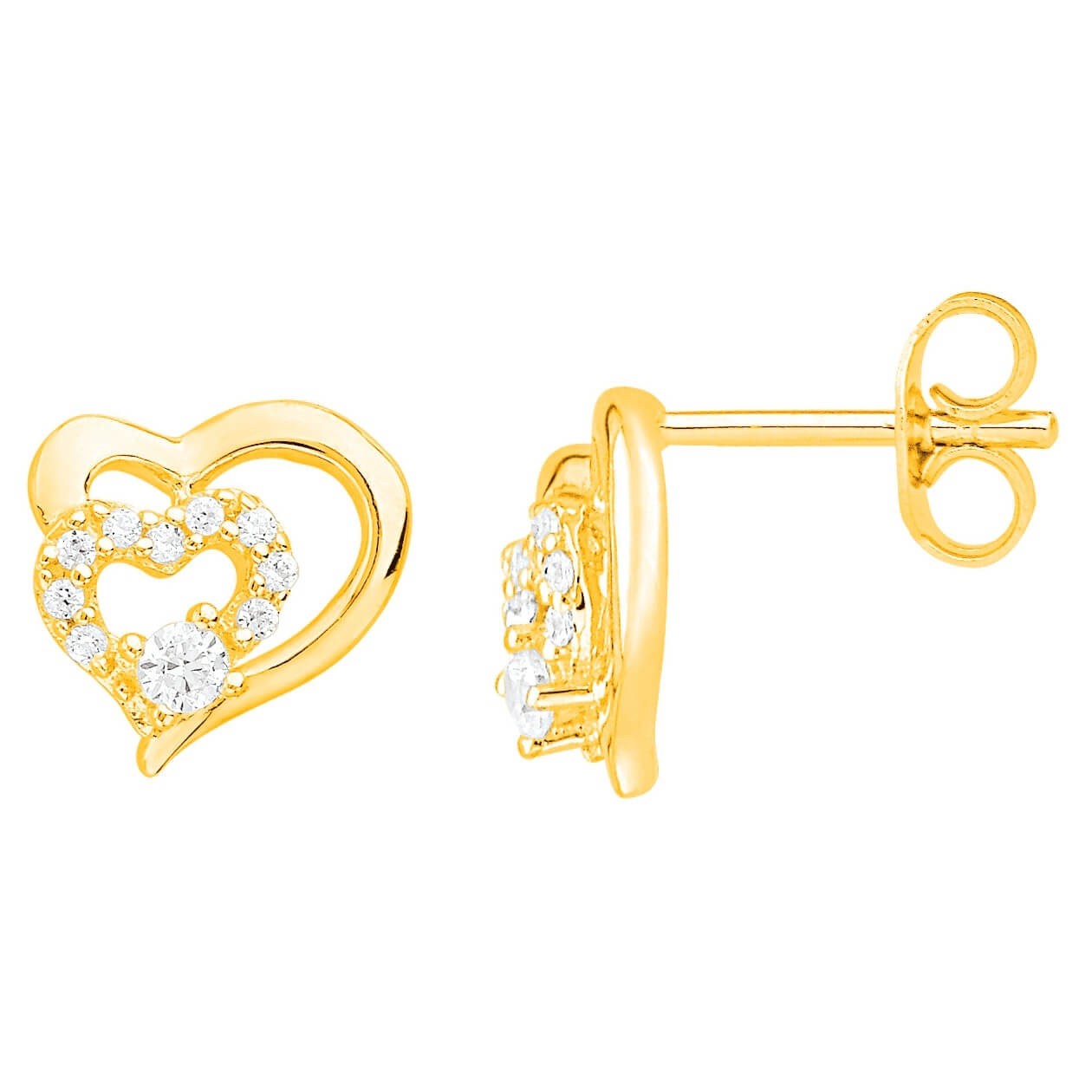 Boucles d'oreilles plaqué or et oxydes de zirconium