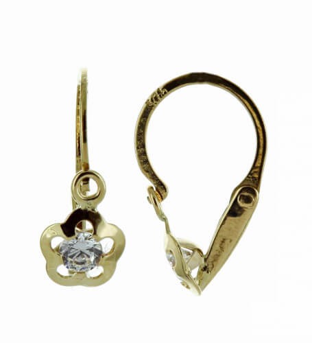 Boucles d'oreilles or 375 et oxydes de zirconium