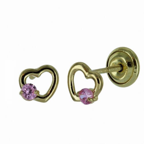 Boucles d'oreilles or 375 et oxydes de zirconium roses