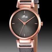 Montre Lotus femme acier rosé et cuir