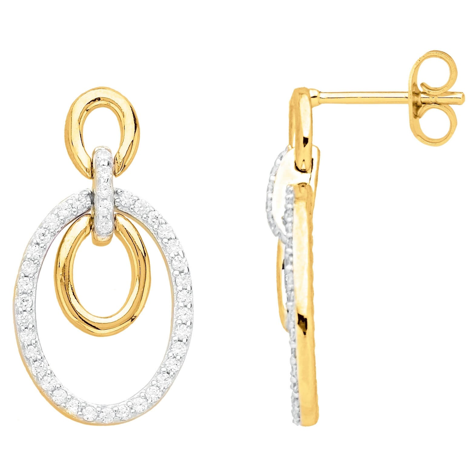 Boucles d'oreilles plaqué or et oxydes de zirconium