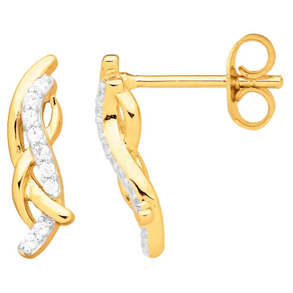 Boucles d'oreilles plaqué or et oxydes de zirconium