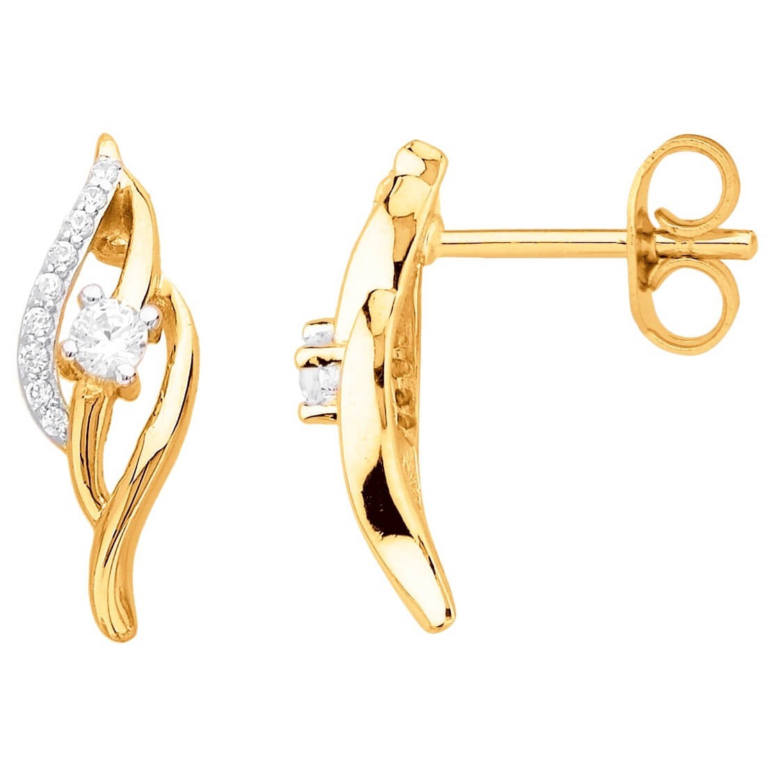 Boucles d'oreilles plaqué or et oxydes de zirconium