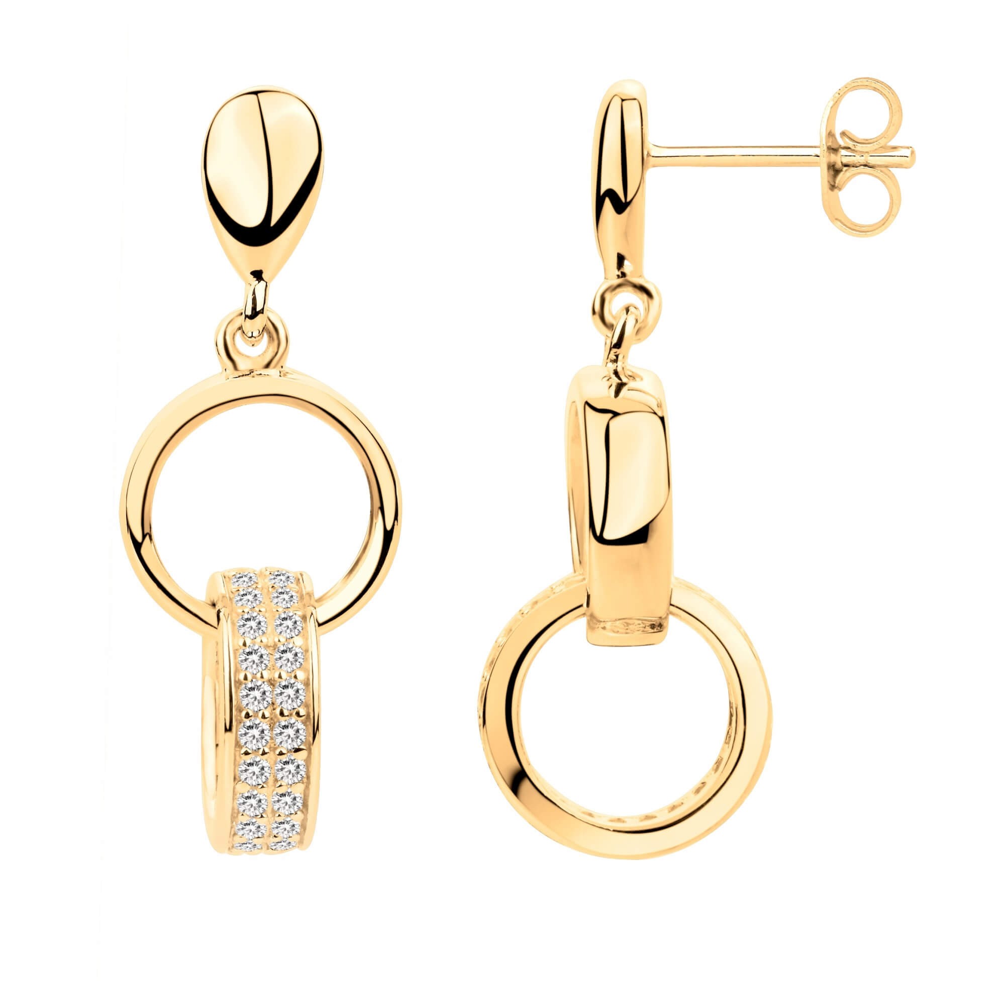 Boucles d'oreilles plaqué or et oxydes de zirconium