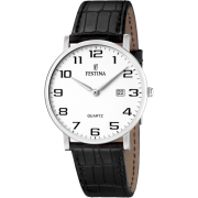 Montre Festina cuir noir cadran blanc