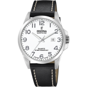 Montre Festina Swiss Made cuir noir cadran blanc