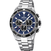 Montre Festina chronographe acier cadran bleu et noir