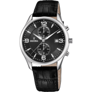 Montre Festina chronographe cuir noir cadran noir